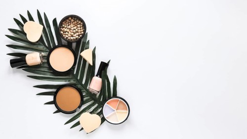Facial powders with nail polish table