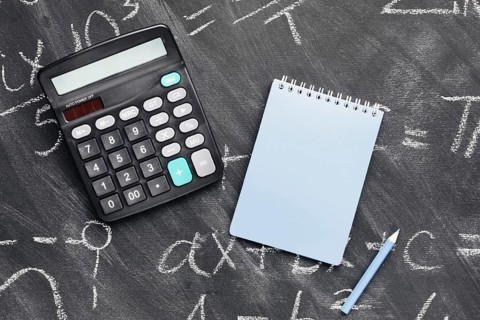 Calculator notebook chalkboard