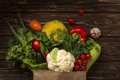 Top view vegetables wooden background. Resolution and high quality beautiful photo