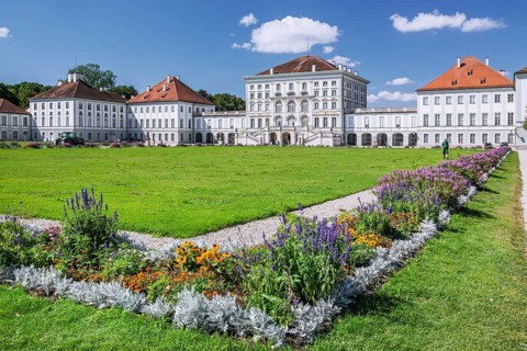 Flower borders on the city side of Nymphenburg Palace