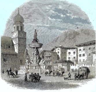 Cathedral Square with the Fountain of Neptune in Trento