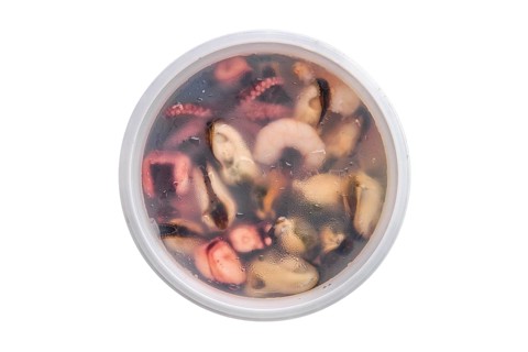 Top view of marinated octopus