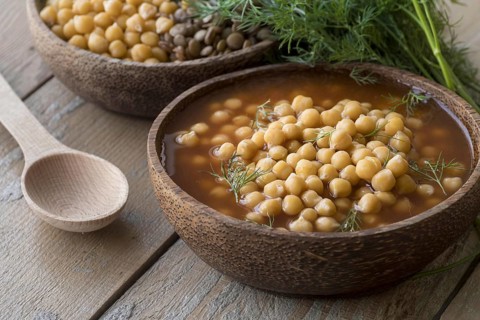 High angle chickpeas soup concept