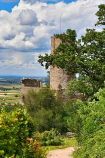 German castle ruin and restaurant called Strahlenburg in Odenwald forest in Schriesheim city