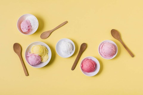 Top view bowls with ice cream. Resolution and high quality beautiful photo
