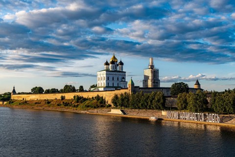 The kremlin and the Trinity Cathedral in Pskov