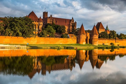 Unesco world heritage sight Malbork castle at sunset