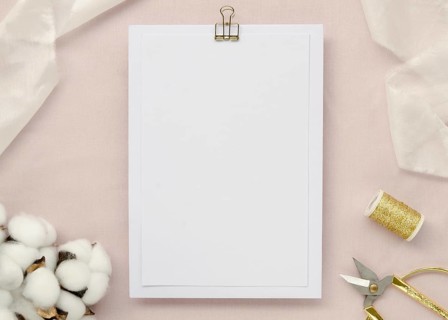 Empty paper with cotton flowers