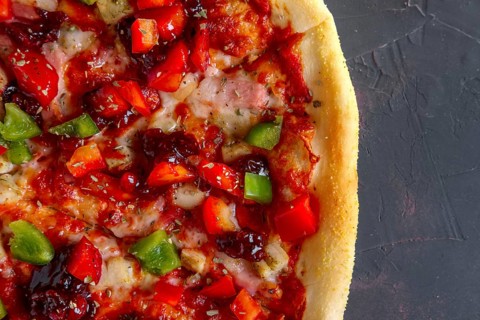 Pizza with colorful bell pepper