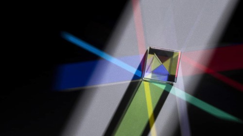Prism dispersing colorful lights