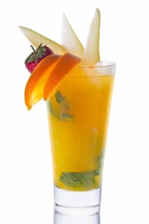 Fresh orange and pear juice cocktail