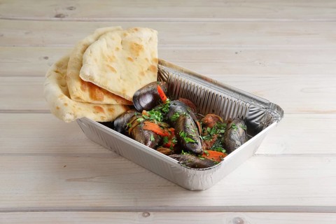 Baked oysters covered with bannock