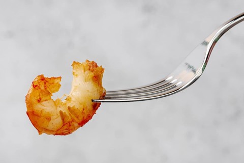 Delicious fried mussel fork