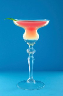 Classic Scofflaw cocktail on blue background