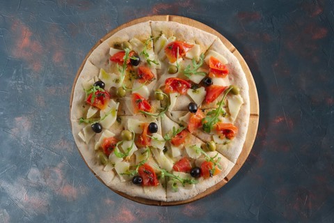 Top view of focaccia with cheese