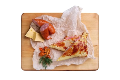Thin pancakes stuffed with sausage