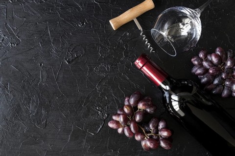 Top view bottle wine. Resolution and high quality beautiful photo