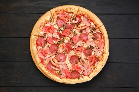 Pizza with salami