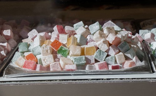 Load of traditional turkish delight rahat lokum
