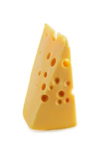 Triangle piece of gouda cheese isolated on white background