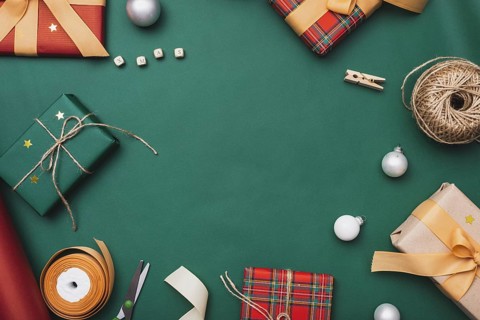 Gift boxes with string ribbon christmas