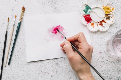 Top view hand painting. Resolution and high quality beautiful photo