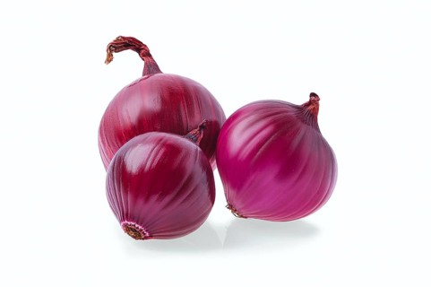 Fresh red onion isolated on white background