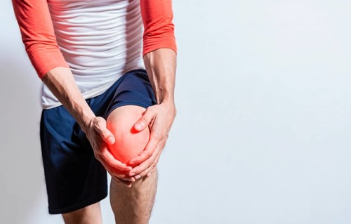 Knee osteoarthritis medical problem. Unrecognizable person with knee pain