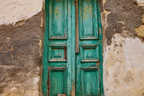 Green wooden door