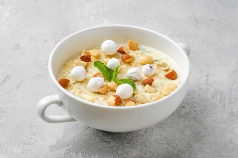 Sweet bulgur porridge in a bowl