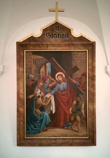 Stations of the Cross by an unknown artist in the ambulatory of the Catholic pilgrimage church of the Holy Trinity in Kappl