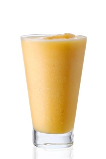 Pineapple smoothie isolated on white background