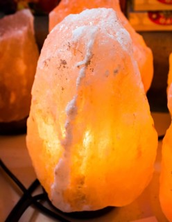 Himalayan salt lamp at the market ready to be sold