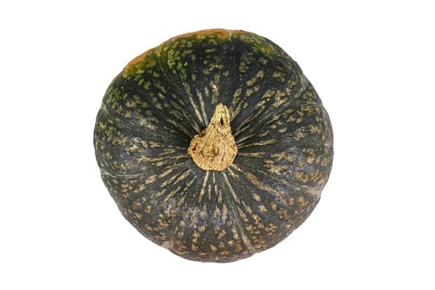 Top view of green Kabocha Hokkaido squash on white background