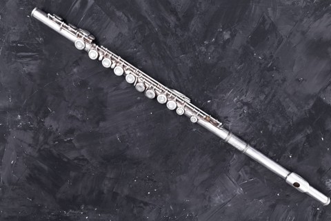 Top view metal flute. Resolution and high quality beautiful photo