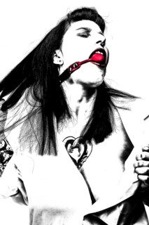 Portrait young woman with long black hair