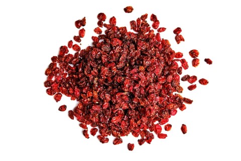 Heap of dry barberry on white background