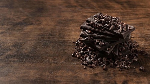 Close up view delicious chocolate wooden table