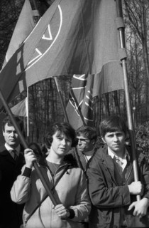 Good Friday 1945 the forest in Rombergpark was a place of crime. The commemoration of the Nazi crimes here on 23. 3. 1967 in Dortmund Bittermark a demonstration against neo-Nazism