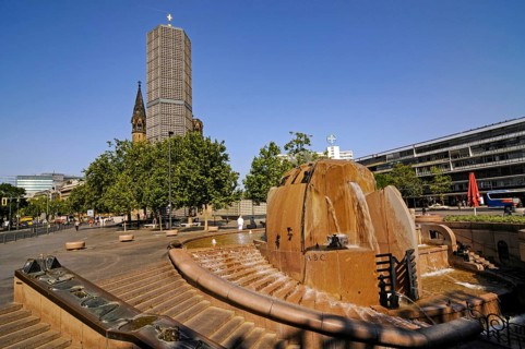 Breitscheidplatz with Kaiser Wilhelm Memorial Church and Wasserklops fountain