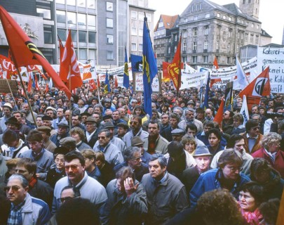 Ruhr area. DGB demonstration against unemployment and social cuts. ca 1982-4