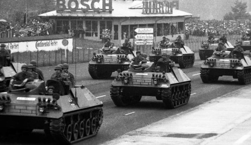 Parade of the Bundeswehr on the 20th anniversary of the founding of NATO in April 1969 at Dortmund Airport