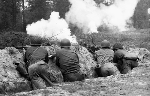 The basic training of conscripts in 1965 in a barracks in Dortmund and on a military training area in the Lueneburg Heath