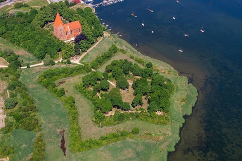 Aerial view of Poel Castle rampart