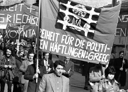 Greeks and Germans demonstrated in Bonn on 10. 3. 1973 against the Greek military junta and for freedom in Greece