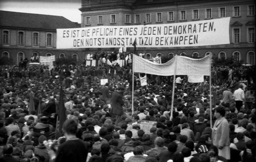 Many thousands of people gathered in Bonn on 11. 5. 1968 for the March on Bonn to protest against the emergency laws