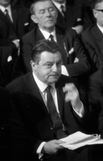 Franz Josef Strauss at a conference with Bundeswehr military personnel in the Ruhr area