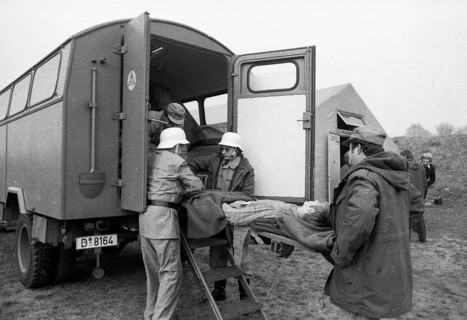 An emergency exercise of the fire brigade