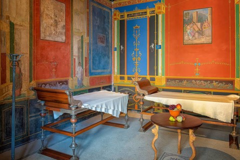 Exhibits and interior design in the Pompejanum in Aschaffenburg