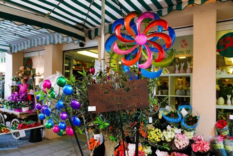 Flower shop in shopping street
